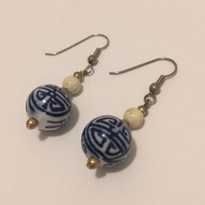 Beaded Earrings with Longevity Symbol